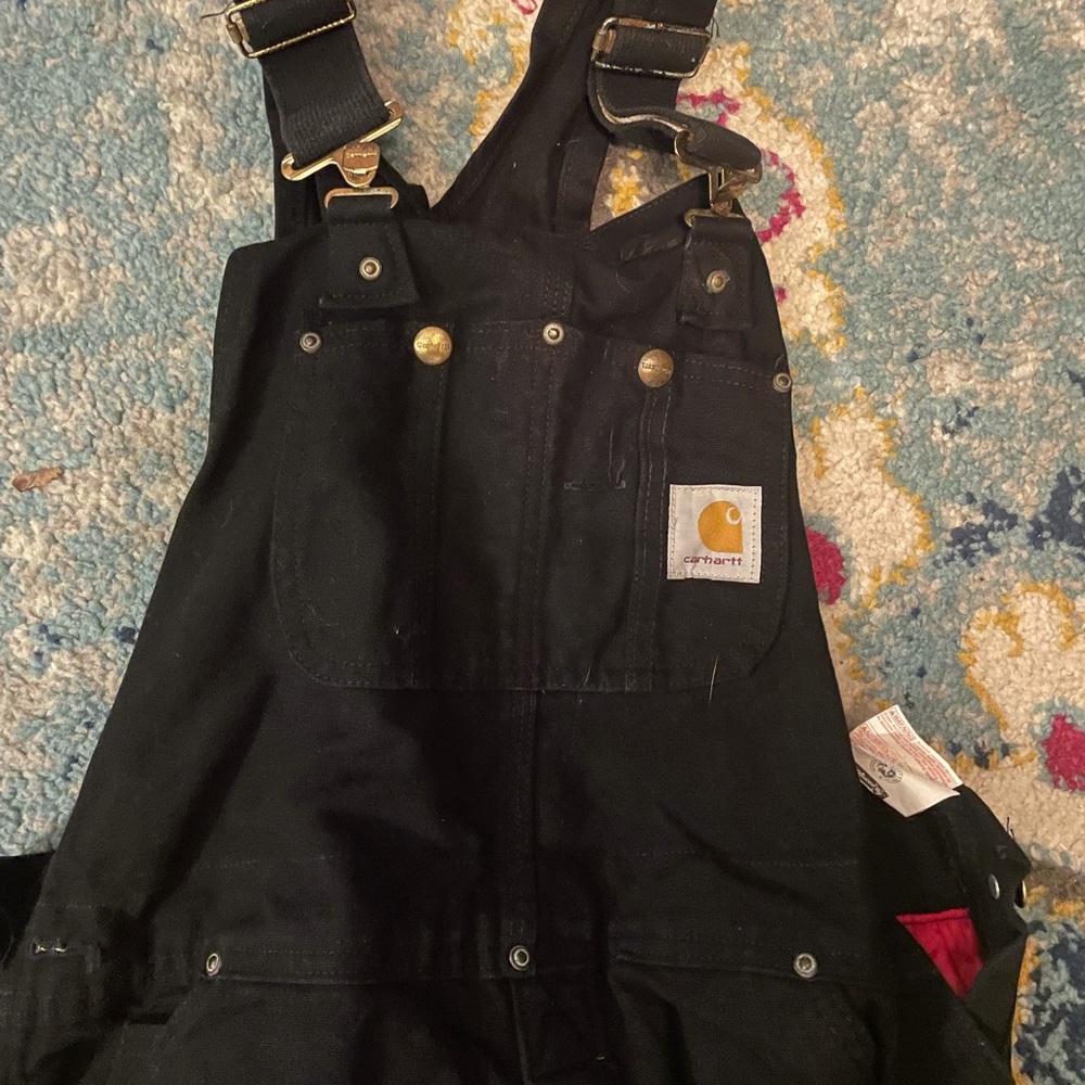 Black insulated Carhartt Overalls with red lining 34x32